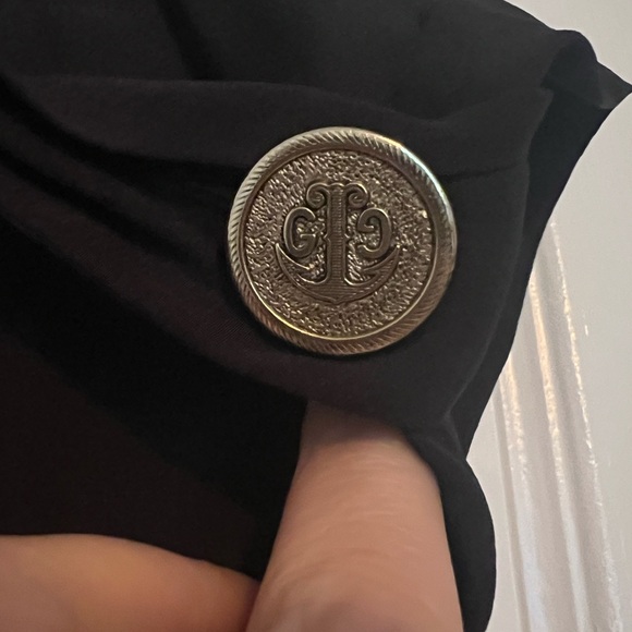 Gucci Black v-neck short sleeve silk blouse bows anchor GG buttons sailor sz 42 - Picture 5 of 9